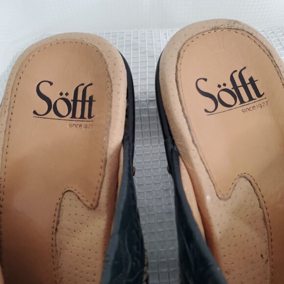 Sofft 8.5 M Clogs Mules Tooled Leather Suede Studded Block Heel CottageCore Rust - Picture 7 of 13